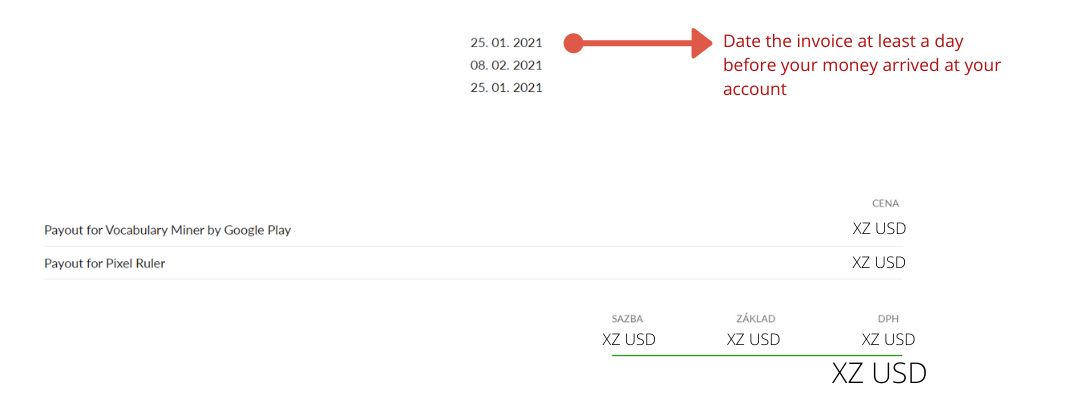 google play payout invoice