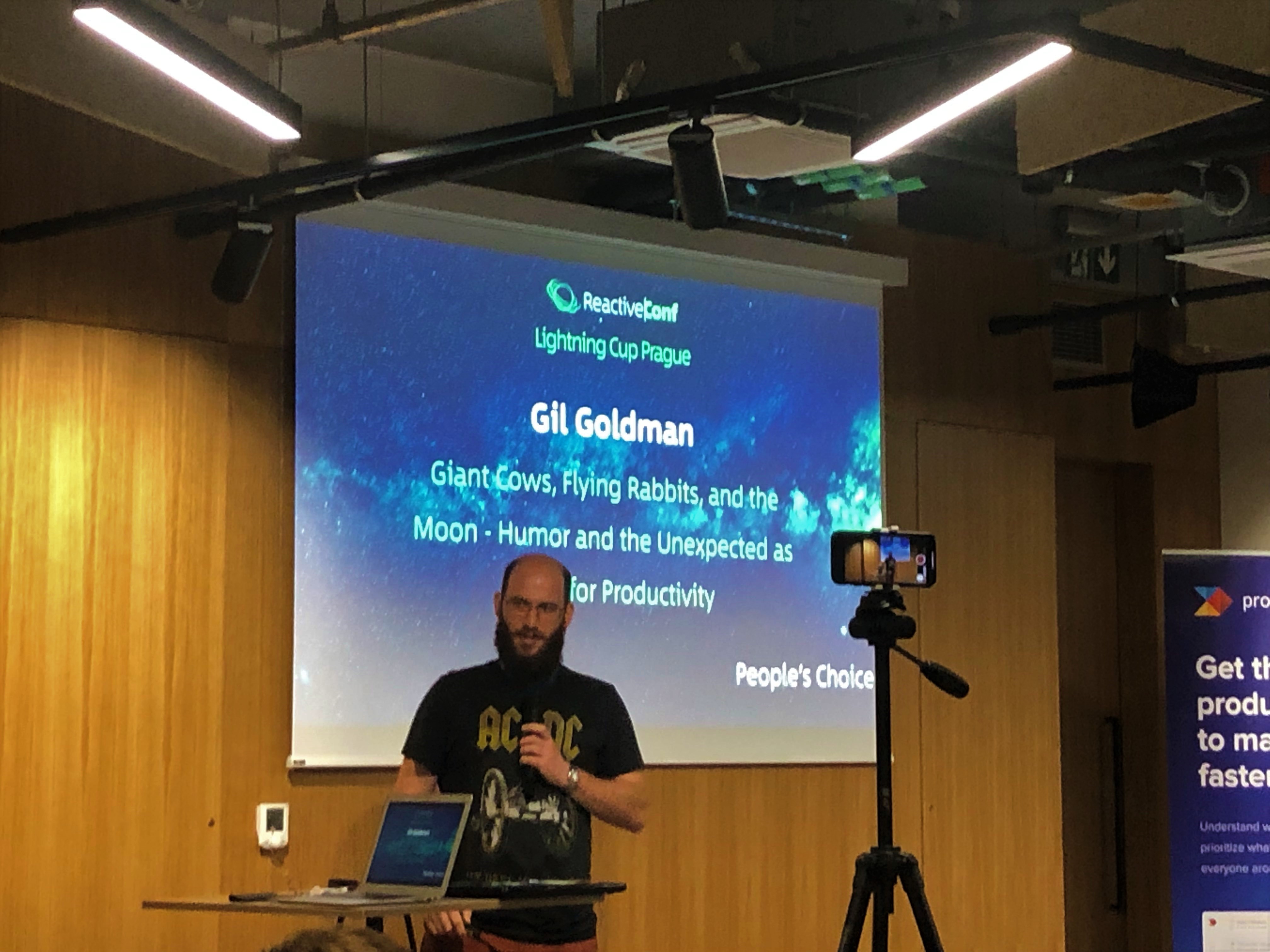 Gil Goldman is preparing for his presentation at Lightning Cup Prague