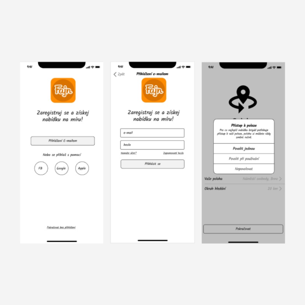 UX design - wireframes