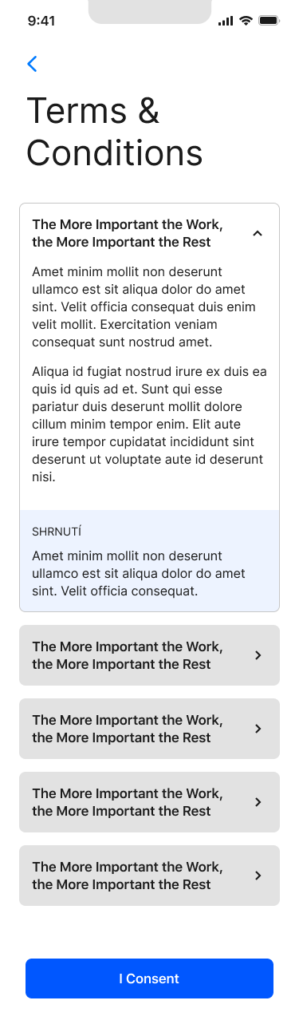 terms and conditions ux wireframe