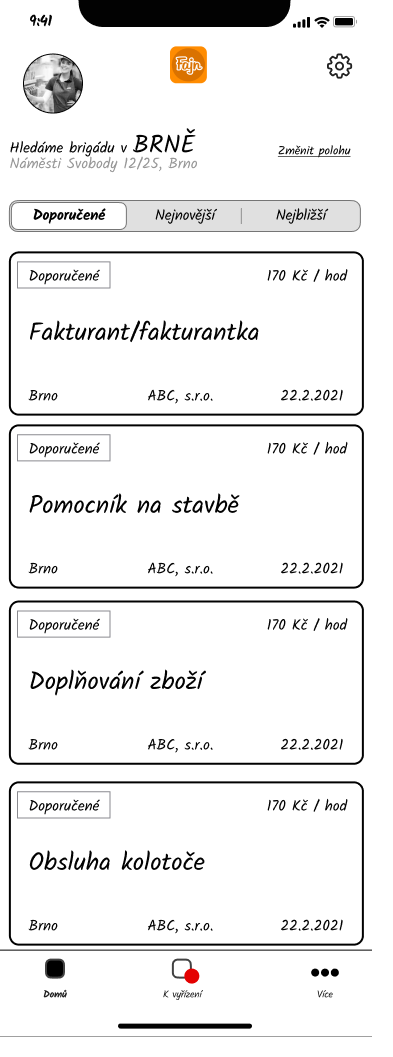 UX analýza - wireframe